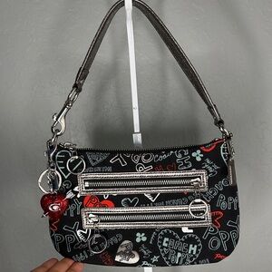Coach Poppy Black and Red Wristlet
